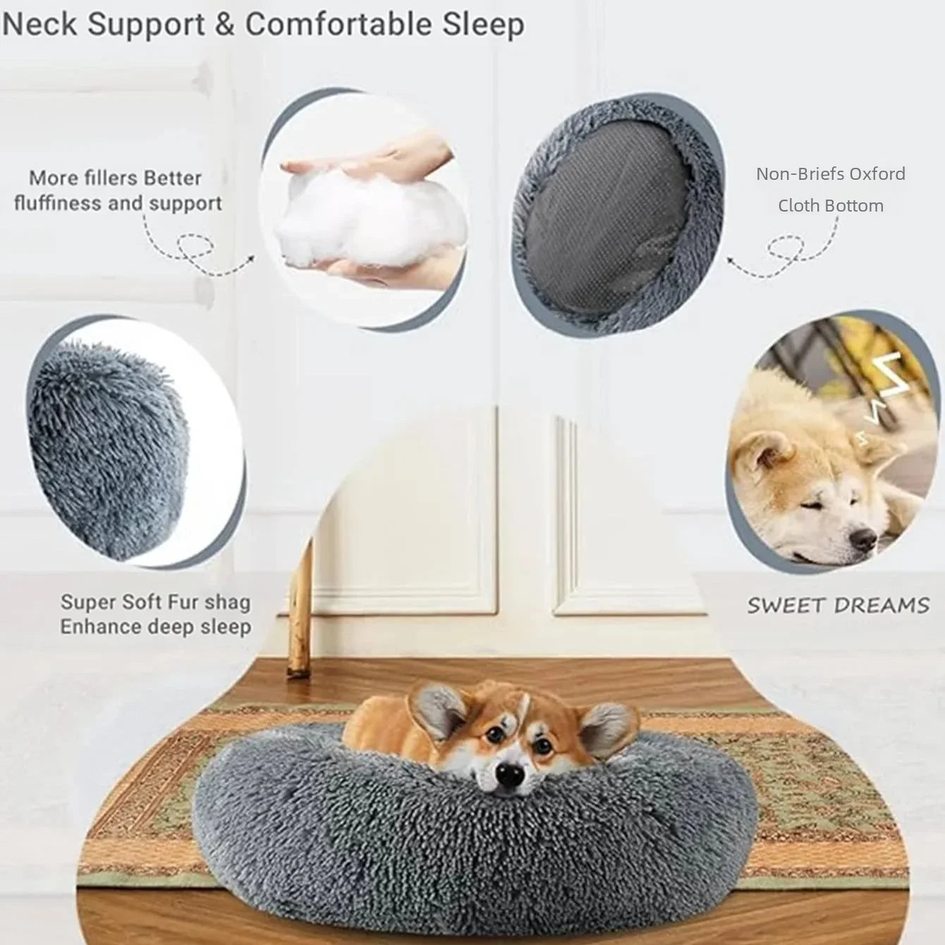Calming Donut Cuddler Bed — Cozy Anti-Anxiety Nest for Dogs & Cats